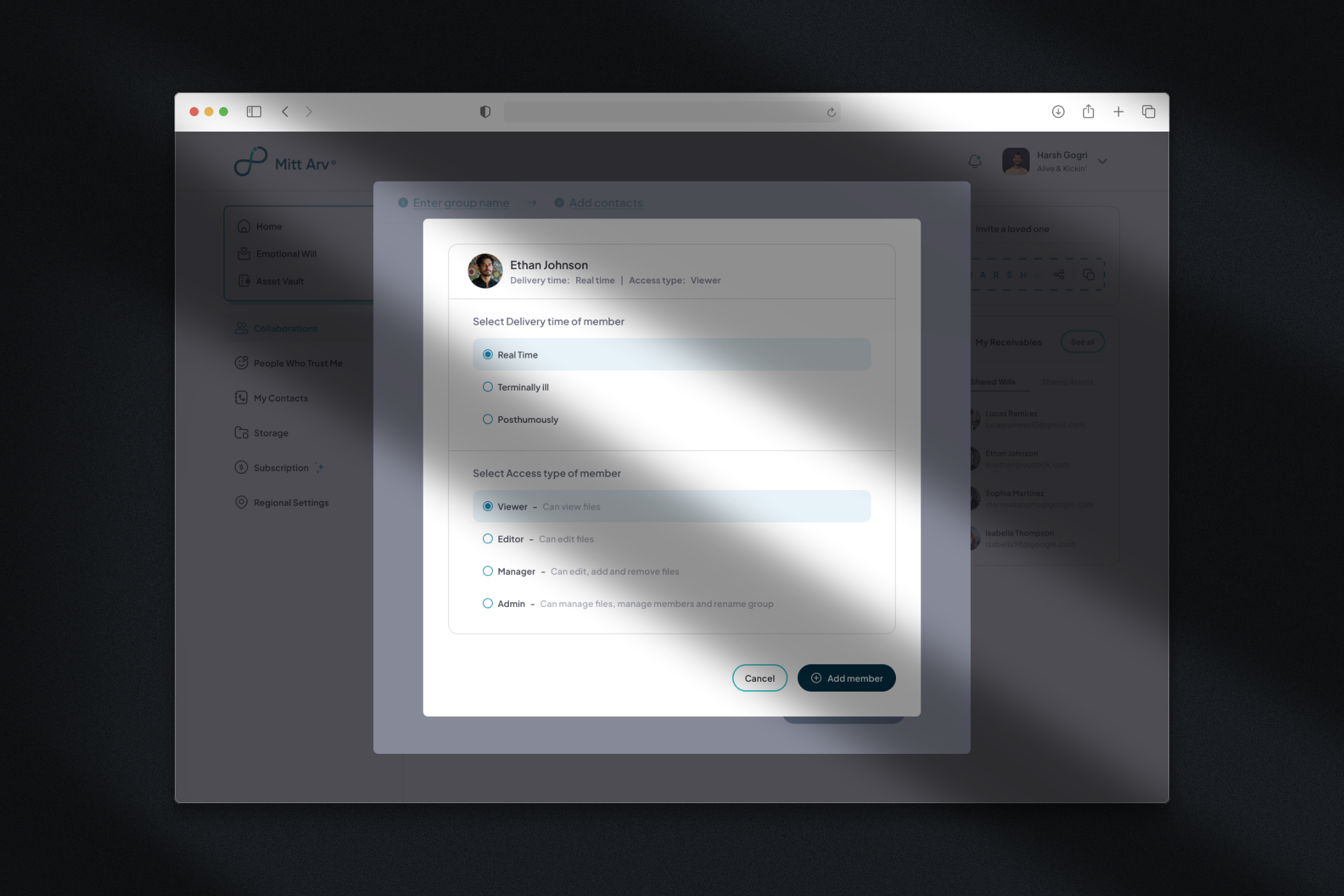 Group Creation — Assign Role Step